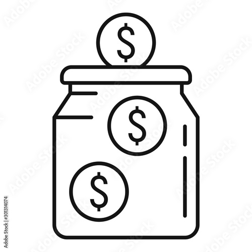 Money crowdfunding jar icon. Outline money crowdfunding jar vector icon for web design isolated on white background