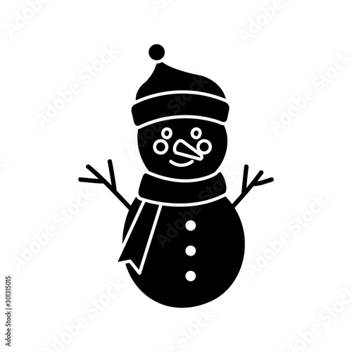 silhouette of snowman character merry christmas vector illustration design photo