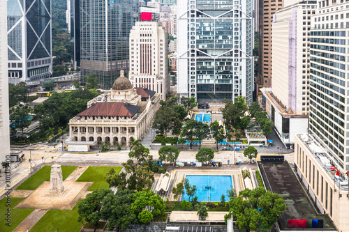 Photography Aerial view of Hong Kong old colonial Central district with the Court of Final A