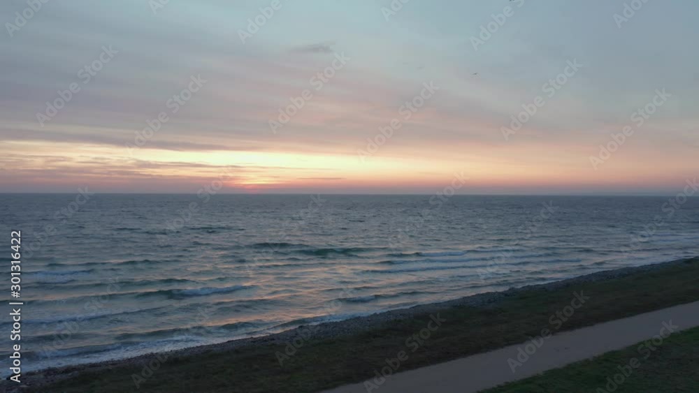 Baltic sea in Germany at sunrise from drone aerial view Baltic sea in Germany at sunrise from drone aerial view