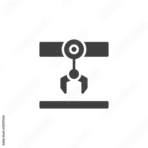 Industrial robotic loader vector icon. filled flat sign for mobile concept and web design. Robotic arm glyph icon. Symbol, logo illustration. Vector graphics