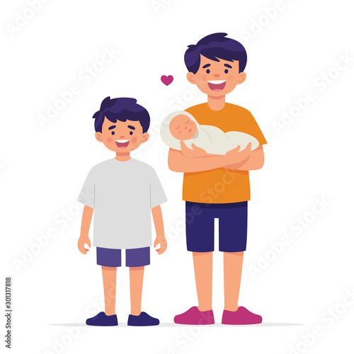 happy brothers and sisters welcome the birth of their newly born sister