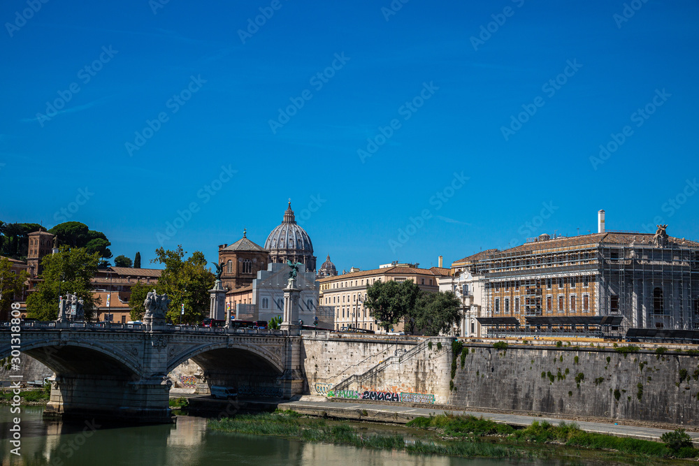 View to Saint Peter basilica from Sant'Angelo bridge