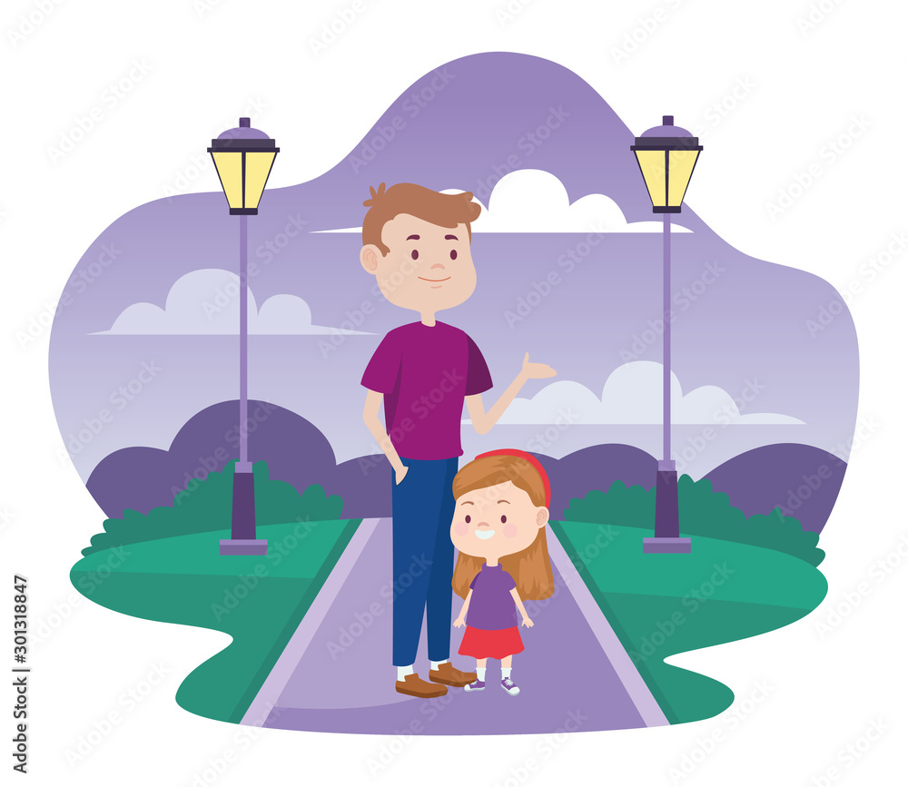 young father with daughter in the park young father with daughter in the park