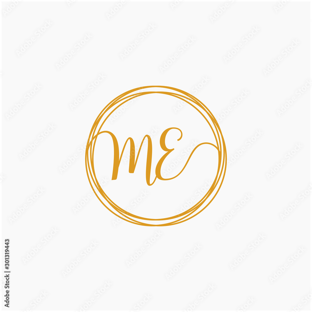 Letter ME logo template. Creative fashion logo design, couple letter , beauty icon. Initial handwriting or handwritten logo for identity. Logo with hand drawn style. wedding concept -vector Letter ME logo template. Creative fashion logo design, couple letter , beauty icon. Initial handwriting or handwritten logo for identity. Logo with hand drawn style. wedding concept -vector