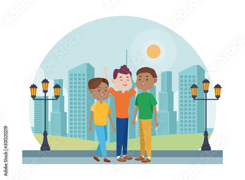 young people characters in the park