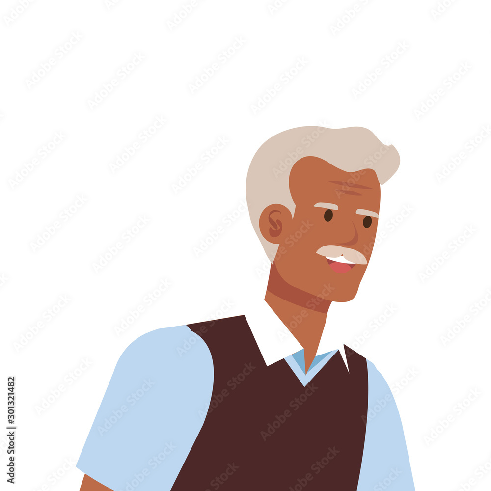 old man elegant avatar character vector illustration design