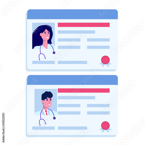 license or certificate doctor icon set. Vector illustration.