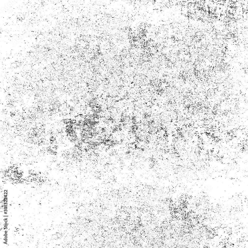 Grunge background black and white. Pattern of scratches, chips, scuffs. Abstract monochrome worn texture. Old dirty surface. Vintage vector clipart