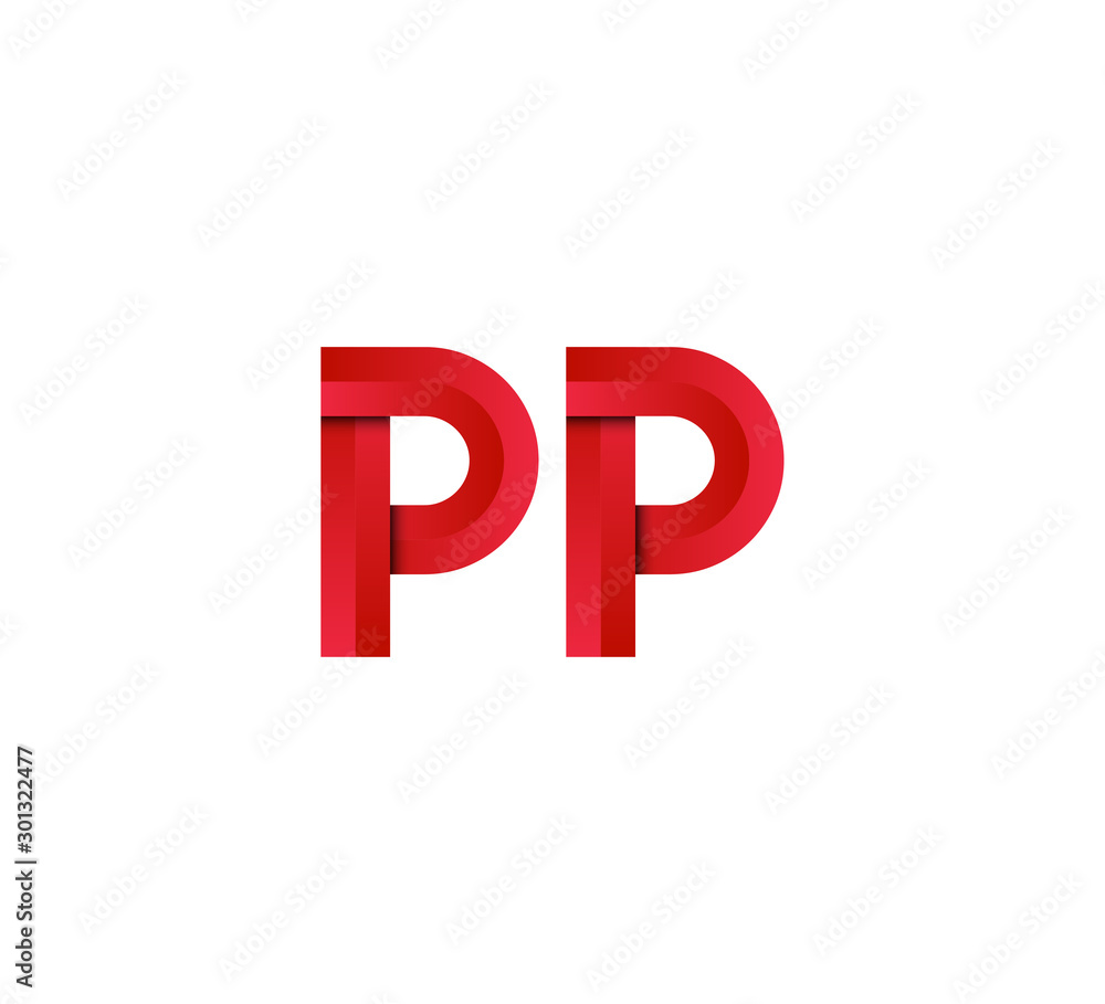 Initial two letter red 3D logo vector PP Initial two letter red 3D logo vector PP