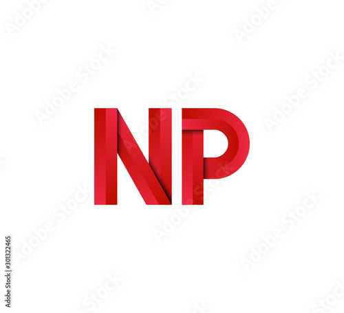 Initial two letter red 3D logo vector NP