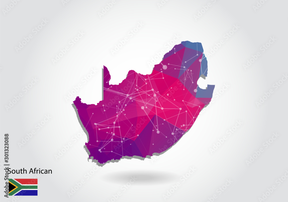 Vector polygonal south african map. Low poly design. map made of ...