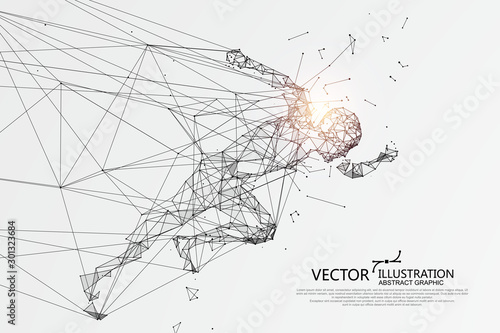 People running break through the Internet,Network connection turned into, vector illustration.