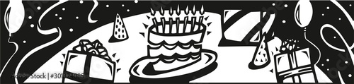 Buon compleanno. Happy birthday in italian. Hand drawn lettering with element of cake isolated on white background