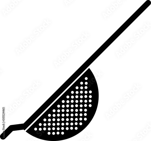 Black Kitchen colander icon isolated on white background. Cooking utensil. Cutlery sign. Vector Illustration