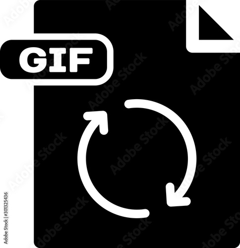 Black GIF file document. Download gif button icon isolated on white background. GIF file symbol. Vector Illustration