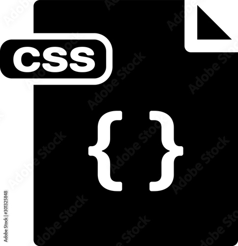 Black CSS file document. Download css button icon isolated on white background. CSS file symbol. Vector Illustration