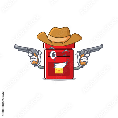 cowboy happy mailbox in with cartoon cute