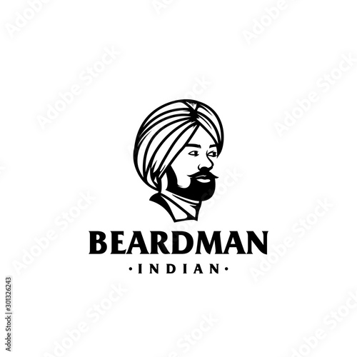 awesome Indian bearded man logo design template