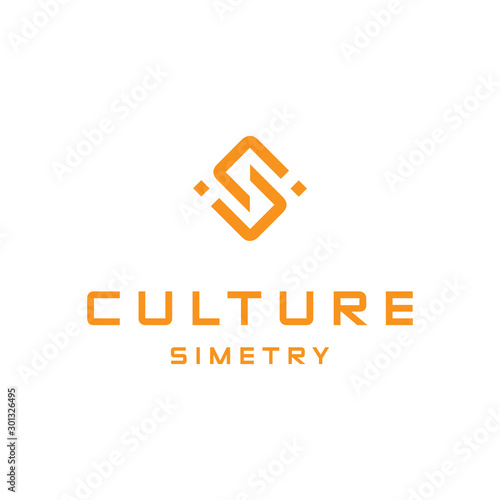 Initial letter sc logo with rhombus line design vector template