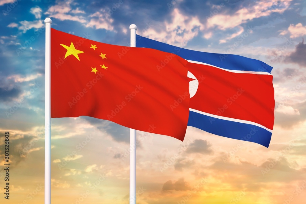 Naklejka premium Relationship between the China and the North Korea