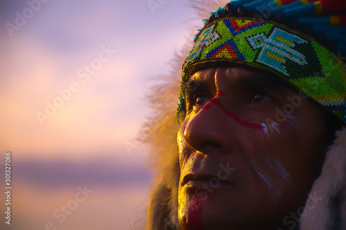 native Americans.portrait of Americans Indian man.