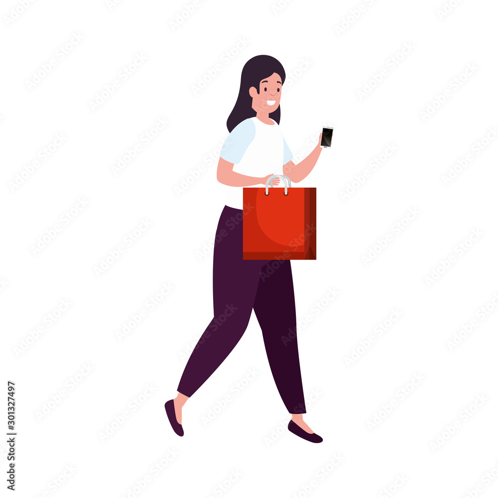 beautiful woman with bag shopping vector illustration design beautiful woman with bag shopping vector illustration design
