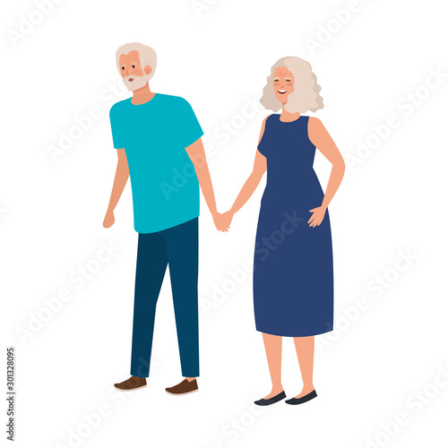 old couple elegant avatar character vector illustration design