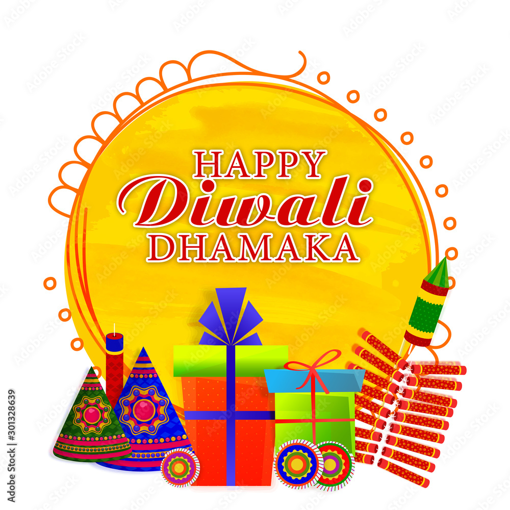 Happy Diwali Dhamaka Poster, Banner or Flyer. Stock Vector Adobe Stock