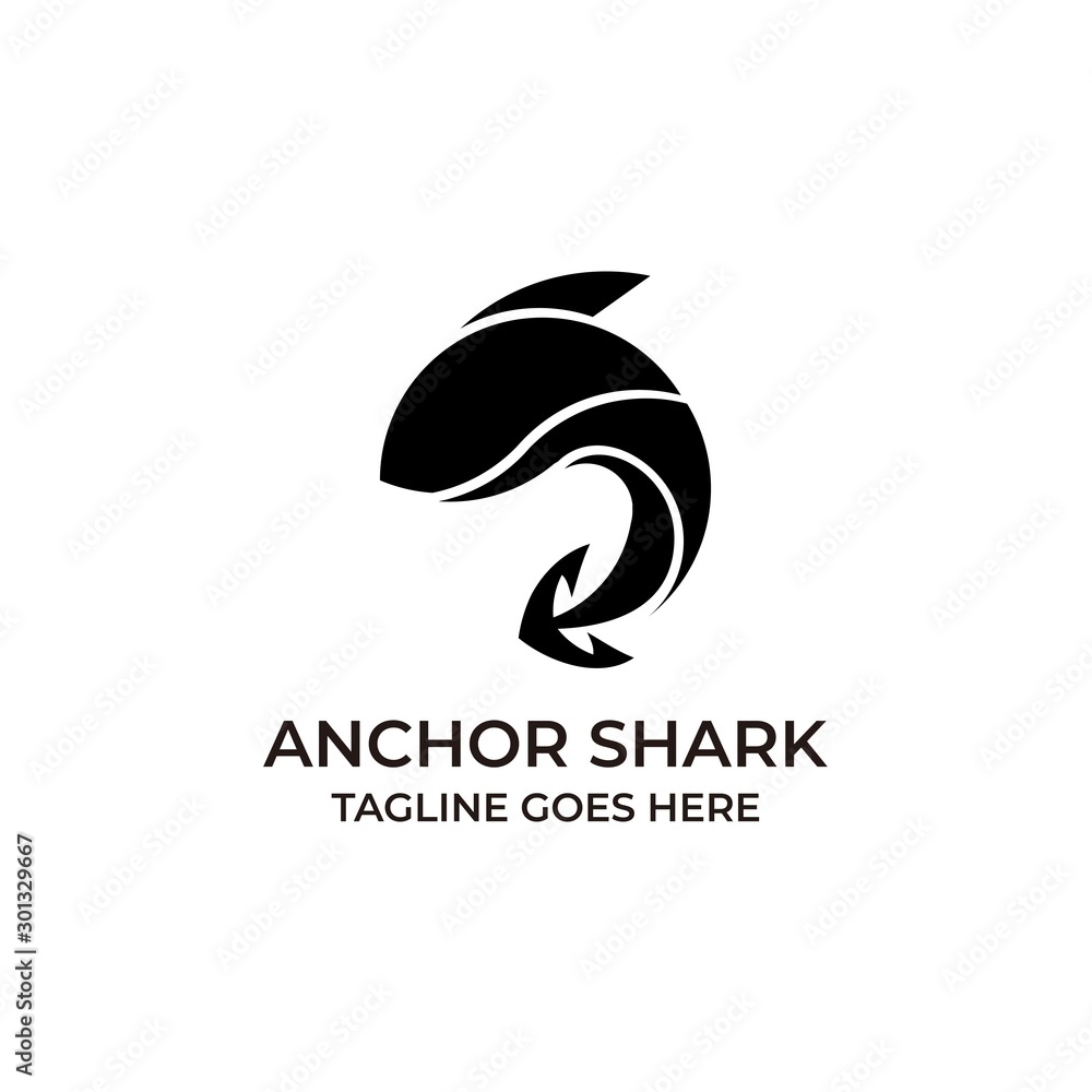 Fish Silhouette With Anchor Design concept Illustration Vector Template Fish Silhouette With Anchor Design concept Illustration Vector Template
