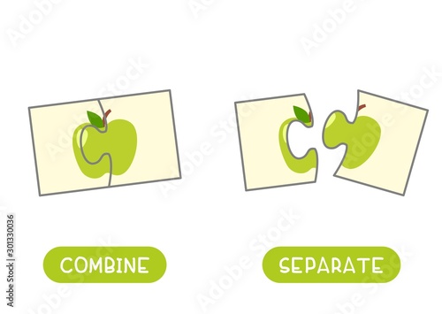 Educational word card with green apple vector template