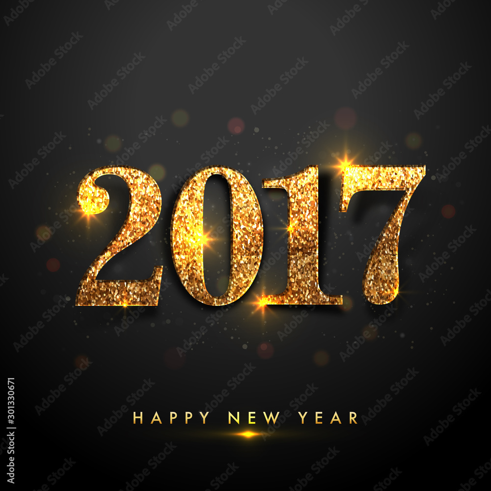 Golden Text 2017 for New Year Celebration. - obrazy, fototapety, plakaty 