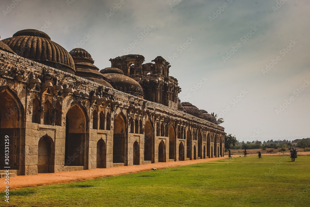 Ancient ruins in Hampi, Karnataka.