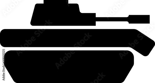Black Military tank icon isolated on white background. Vector Illustration