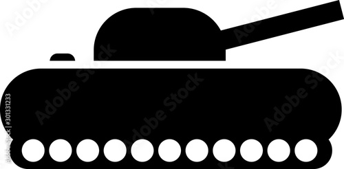 Black Military tank icon isolated on white background. Vector Illustration