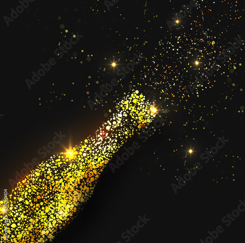 Golden champagne bottle for party celebration.