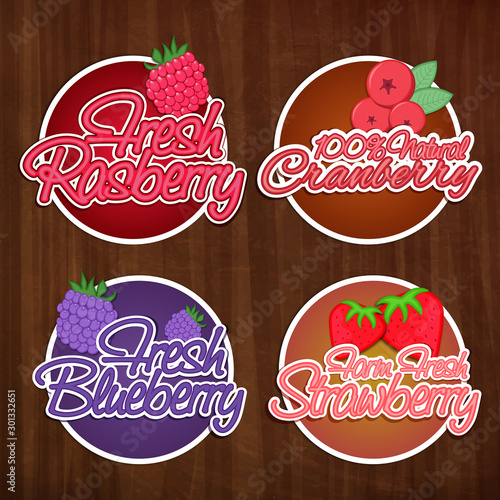 Fresh Fruits Stickers  Tags or Labels set.