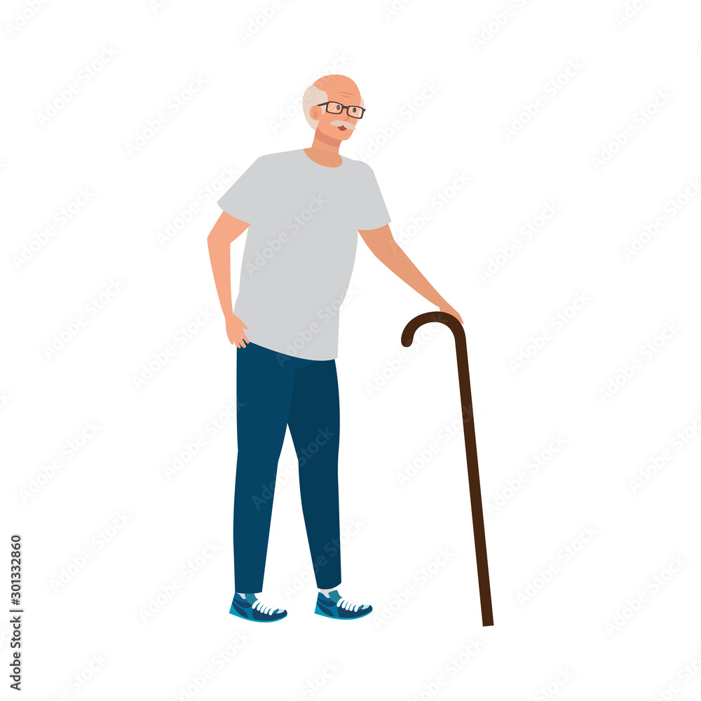 old man elegant with cane avatar character vector illustration design old man elegant with cane avatar character vector illustration design