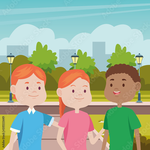 young people characters in the park