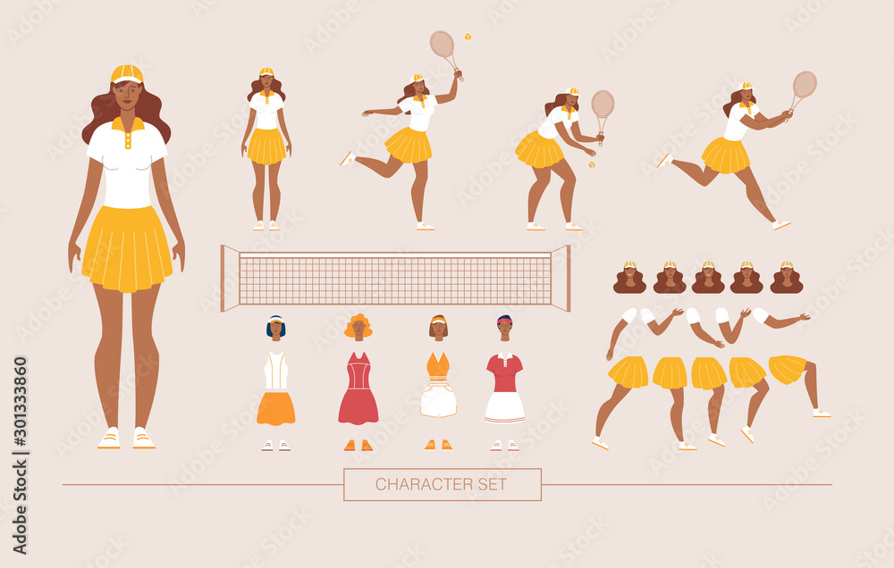 Female Tennis Player Character Vector Constructor Female Tennis Player Character Vector Constructor