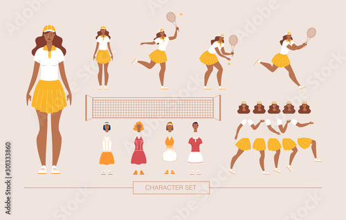 Female Tennis Player Character Vector Constructor