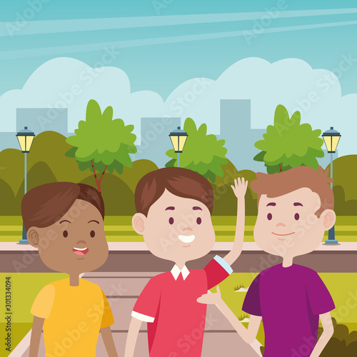 young people characters in the park