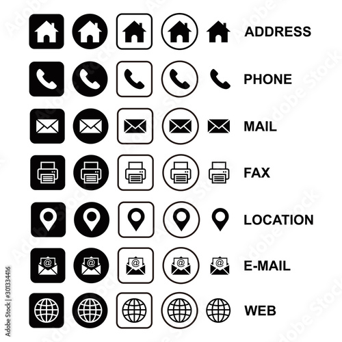 web icon set, business card icon concept, website icon vector symbol  for contact us photo
