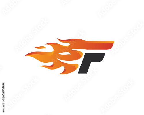 initial F flame letter logo design vector, fire logo lettering design concept