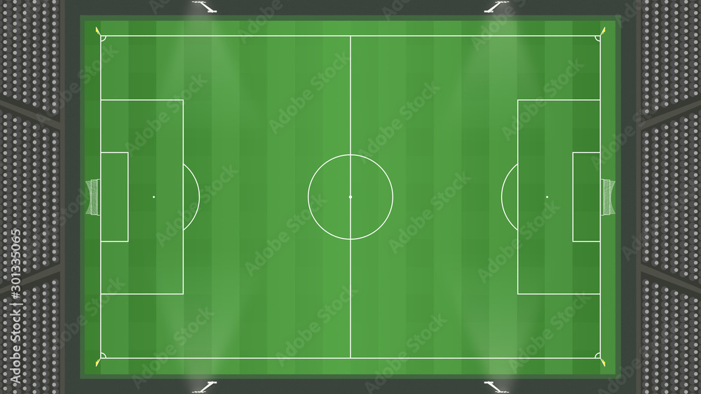 Overheard view of the green grass football pitch plan for graphic material design resources. Overheard view of the green grass football pitch plan for graphic material design resources.