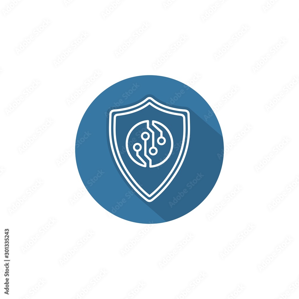 Electronic safety. Round vector linear icon on a white background. Electronic safety. Round vector linear icon on a white background.