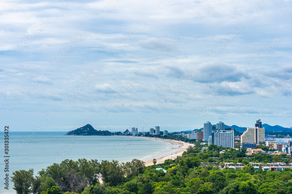 Fototapeta premium Beautiful landscape and cityscape in hua hin city around sea ocean bay