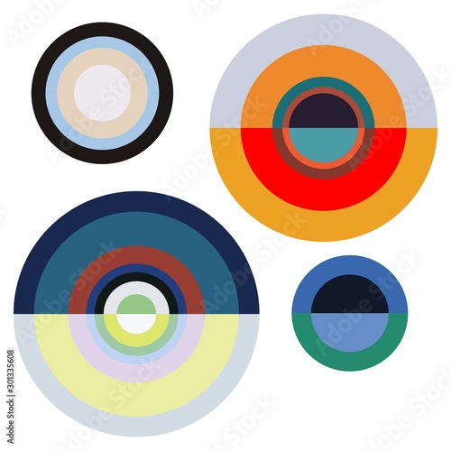 Set of multilayer circles. Vector image on a white background.
