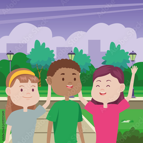 young people characters in the park