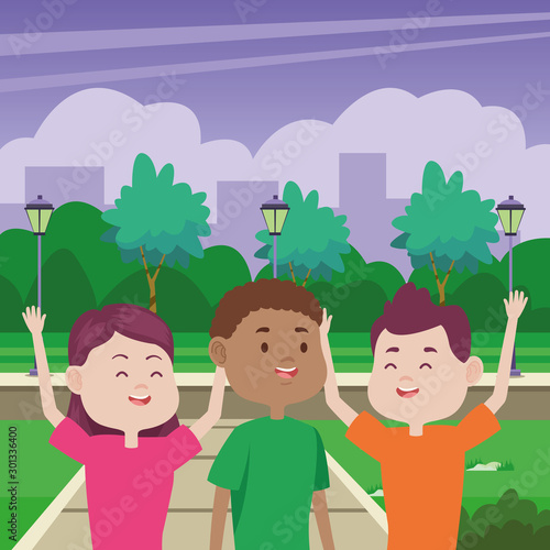 young people characters in the park